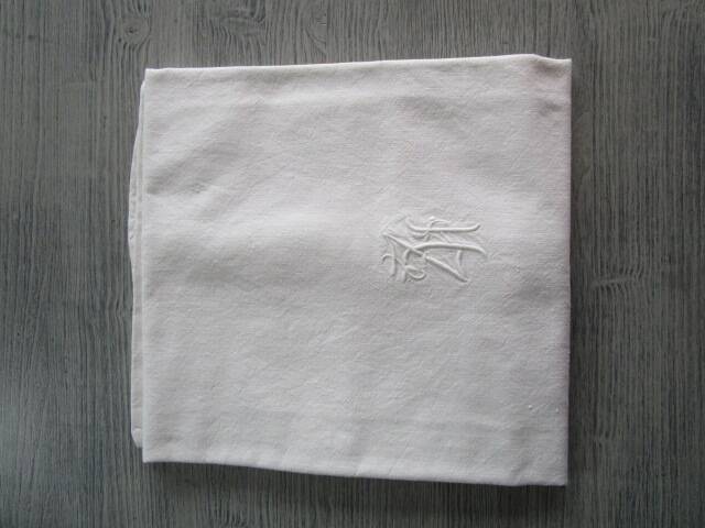 Antique embroidered/monogrammed pillowcase: 80x80cm