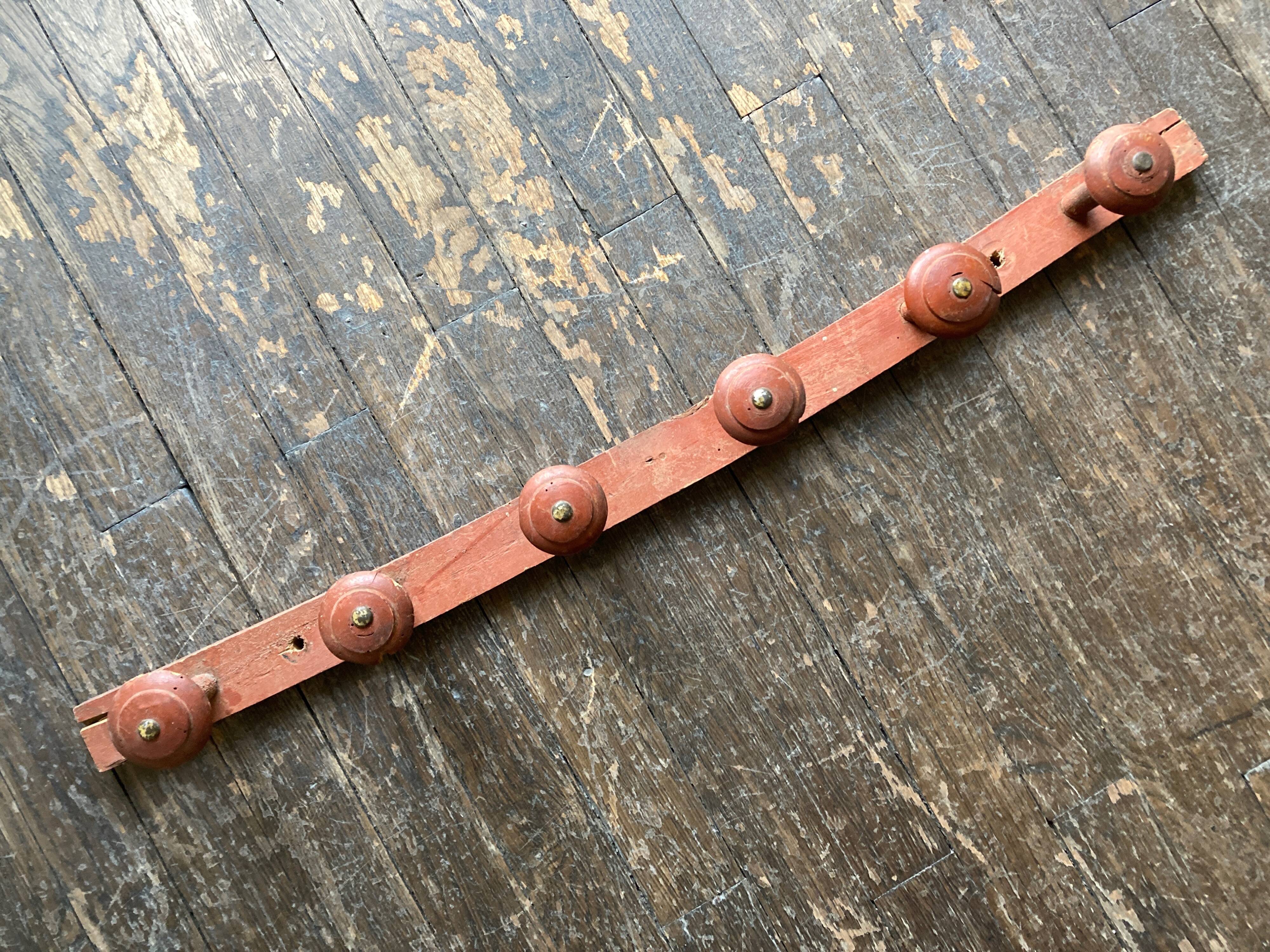 Original patina wooden farmhouse coat hook 86cm