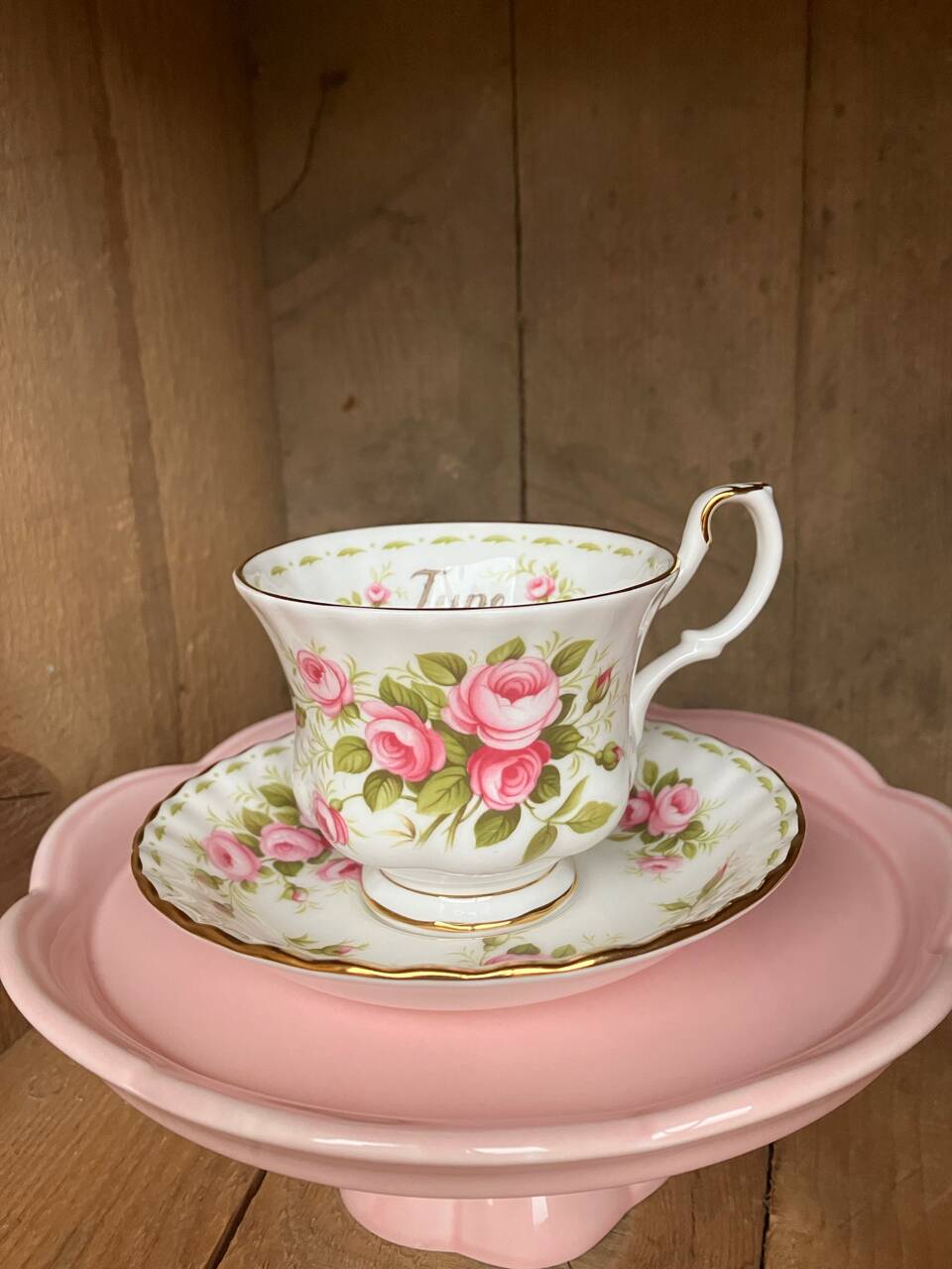 Vintage Royal Albert June porcelain cup and saucer, English manufacture