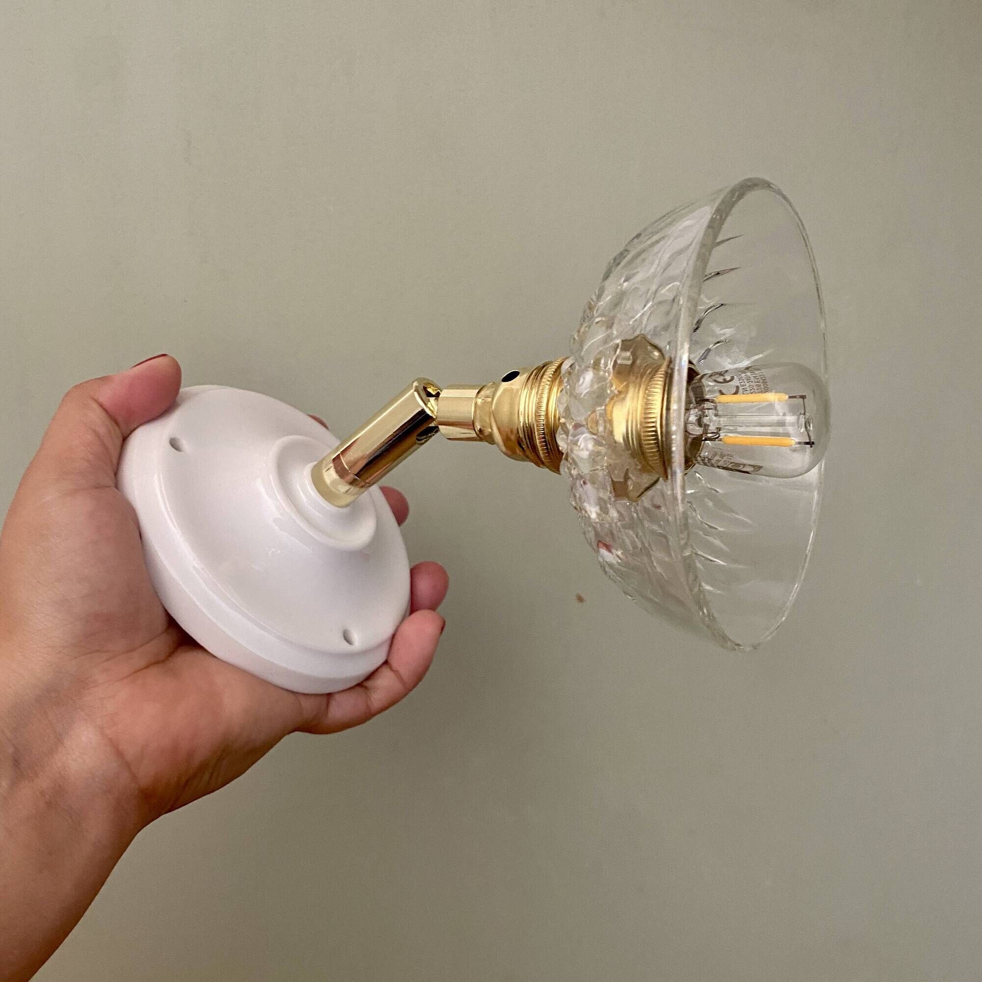 Vintage glass cut lampshade - tableware collection -