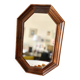 Miroir octogonal en bois foncé vintage