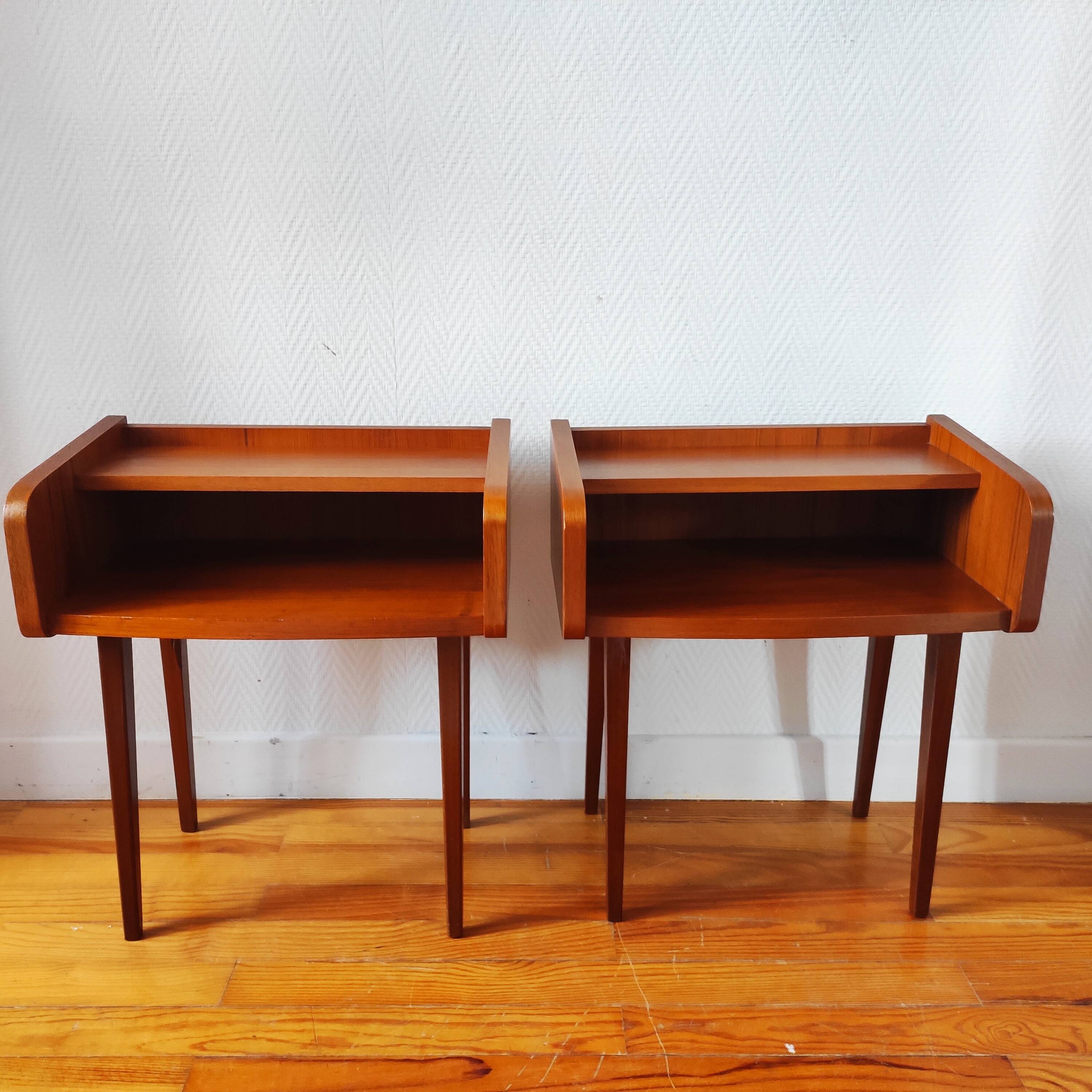 Pair of vintage Scandinavian bedside tables from the 1960s