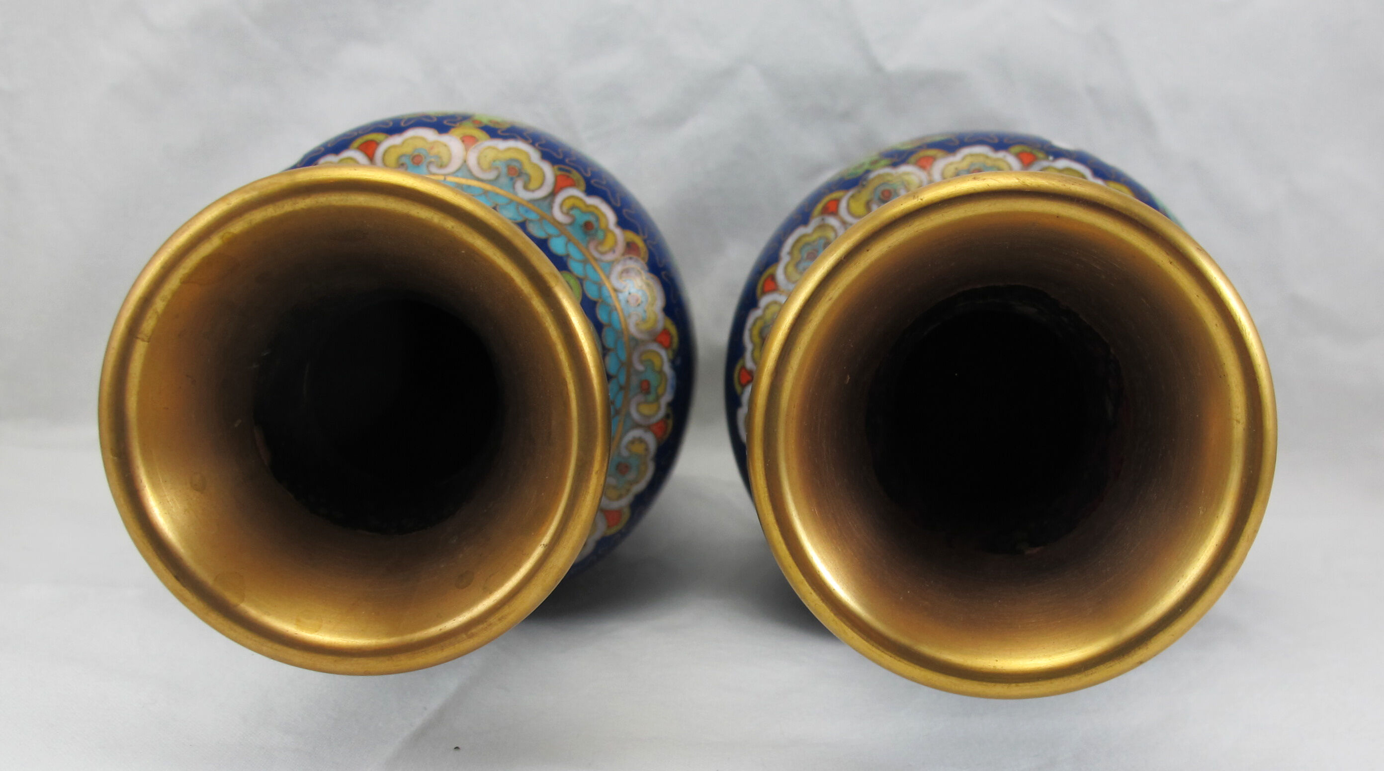 Paire de vases en bronze émail cloisonné chinois chine