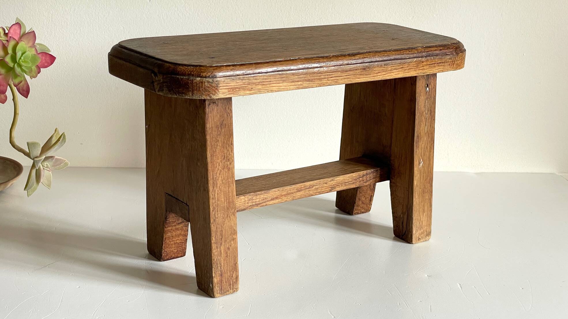 Vintage solid oak stool