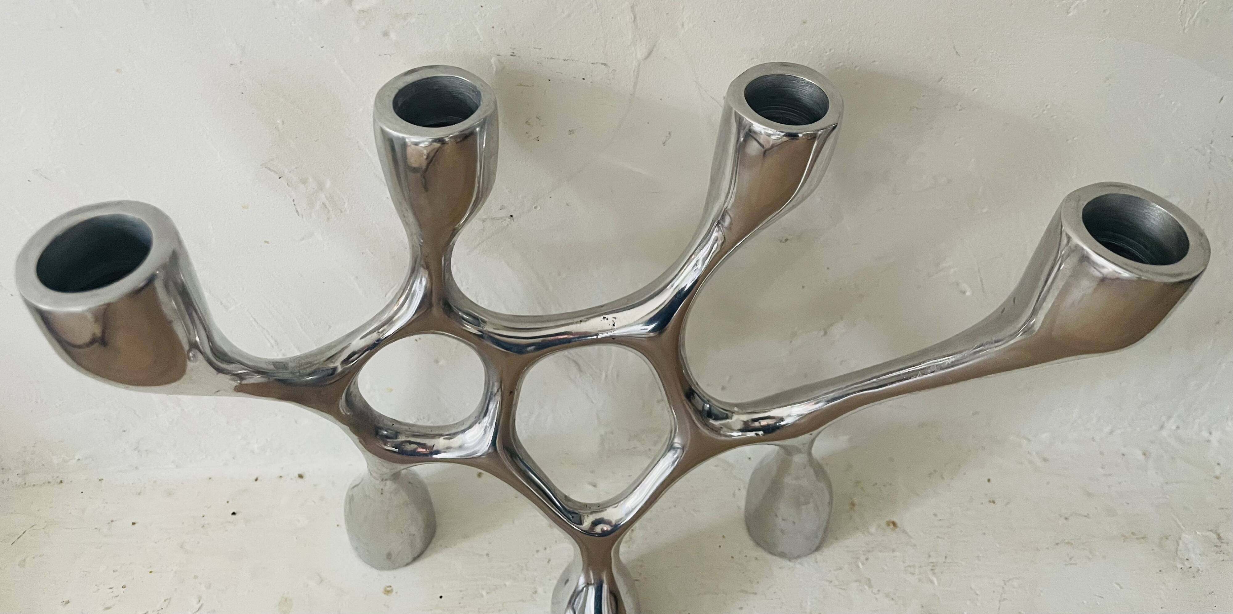Vintage aluminium cast iron candlestick