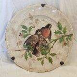 Assiette ancienne décorative motif oiseaux