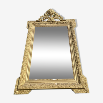 Miroir doré à fronton Napoléon III du 19eme