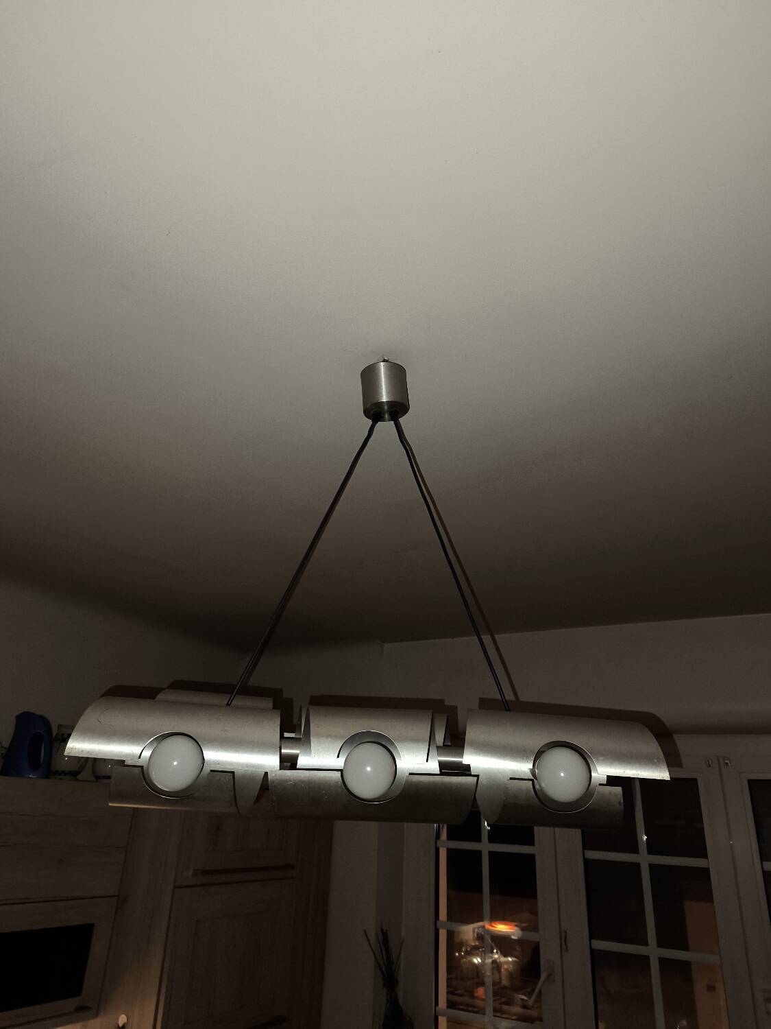 Space Age brushed aluminum pendant chandelier from the 70s