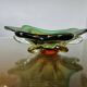 Vide poche en verre de Murano vert, ambre et transparent, années 60 70