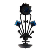 Sculptural Iron and blue glass candle sconce for Dantoft, Denmark 1960's/1970's