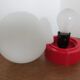 Plastic lamp red opaline ball white 80s 90 era Memphis