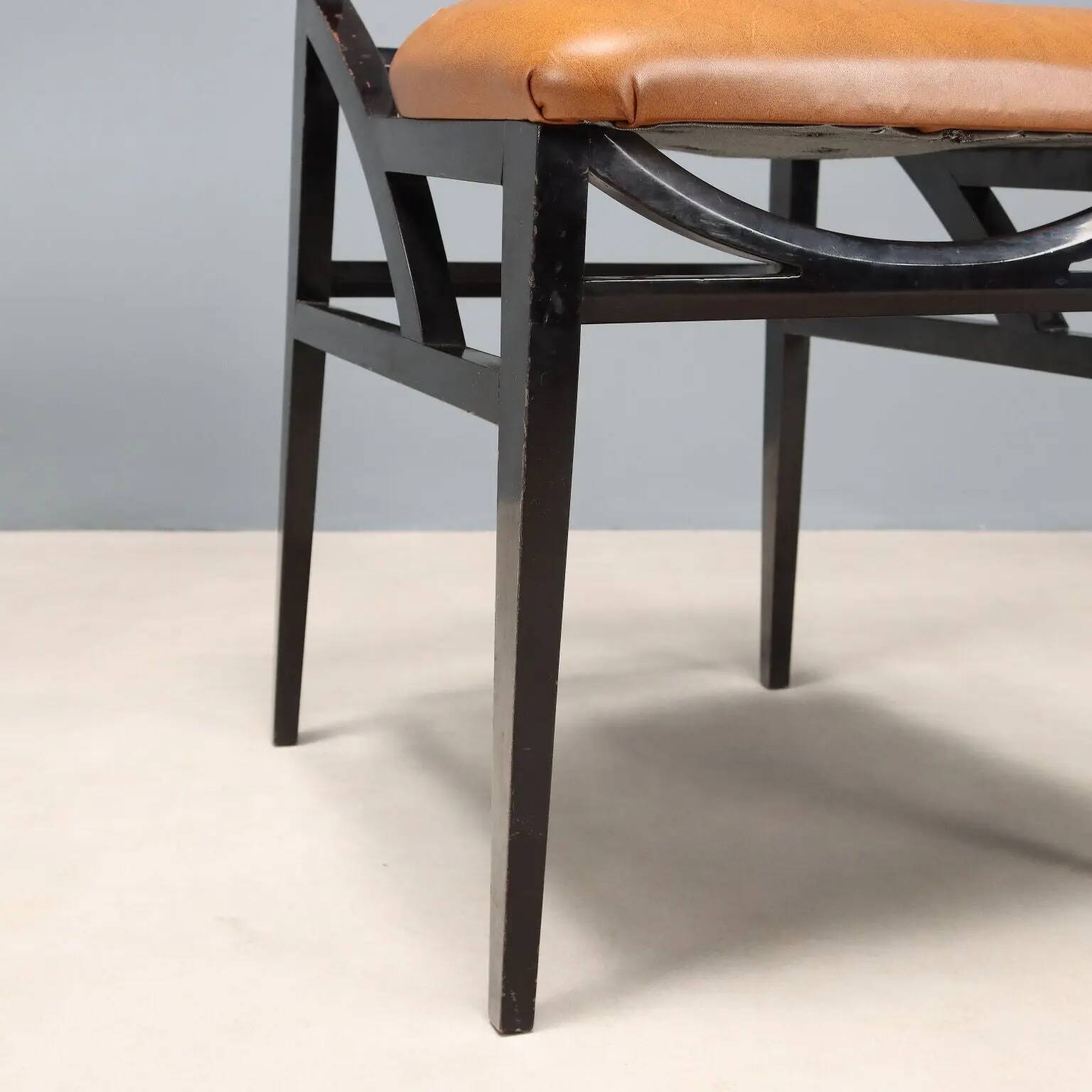 Chaises vintage en similicuir, hêtre peint, design, Italie, années 1960