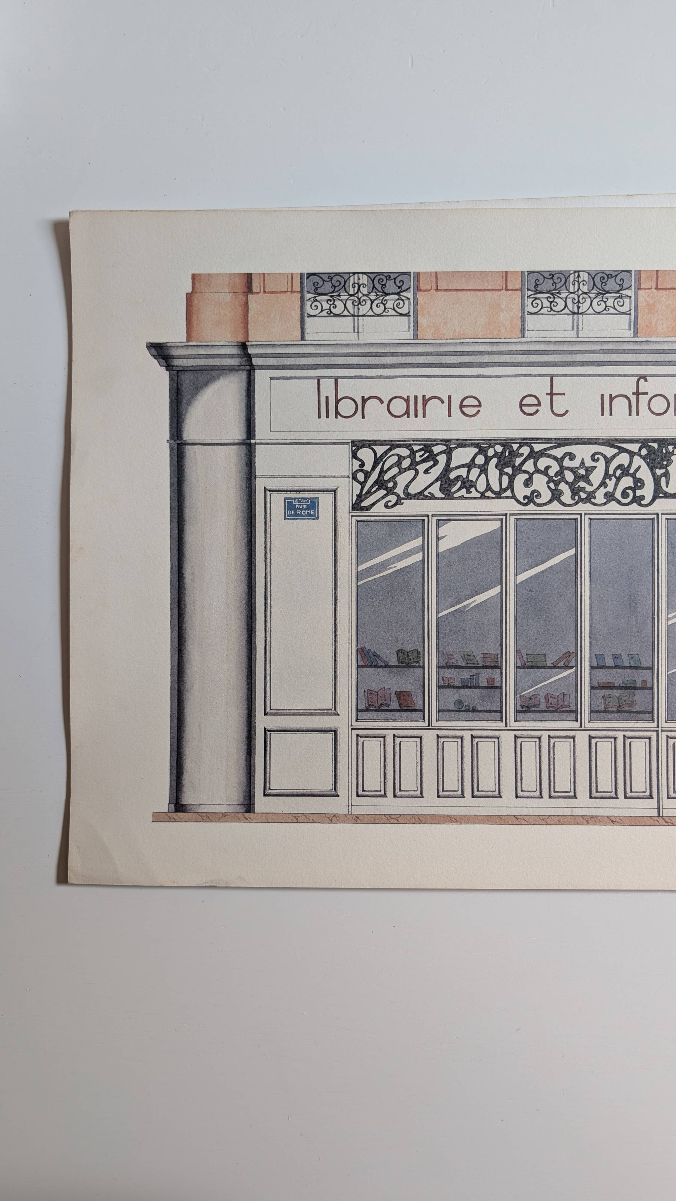 Lithograph "Bookshop and Computing" – Catherine d'Ortoli