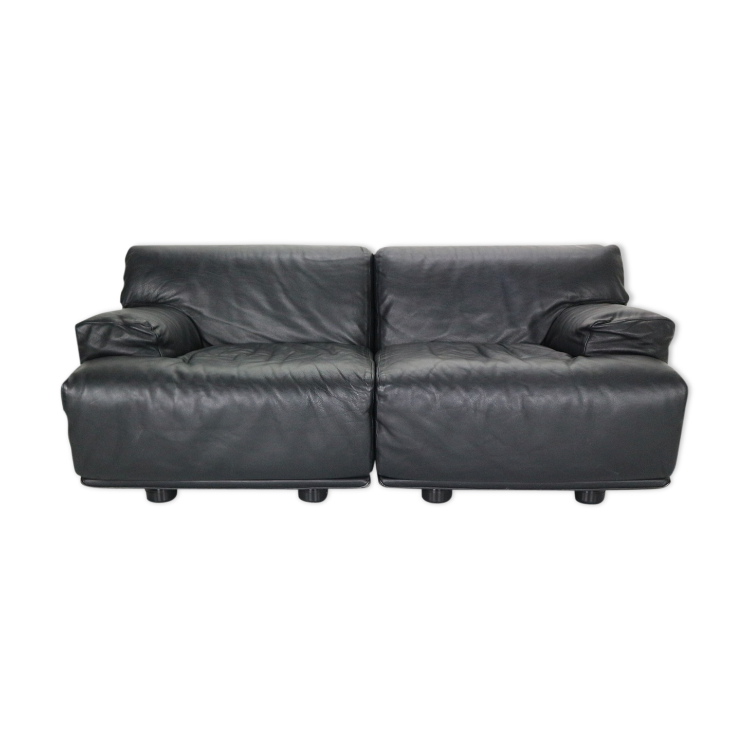 Leather 2-seater sofa "Fiandra" by Vico Magistretti for Cassina, 1970, Italy