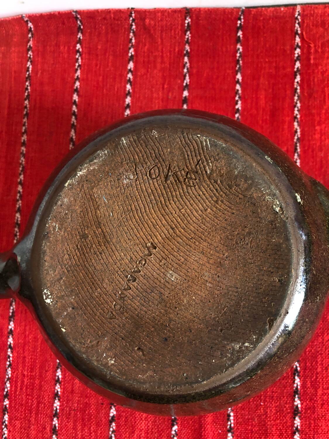 Antique pyrite sandstone candlestick