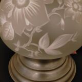 Opalescent glass and pewter table lamp