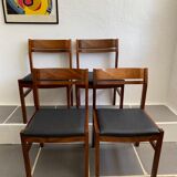 Set 4 Scandinavian teak chairs vintage 60s
