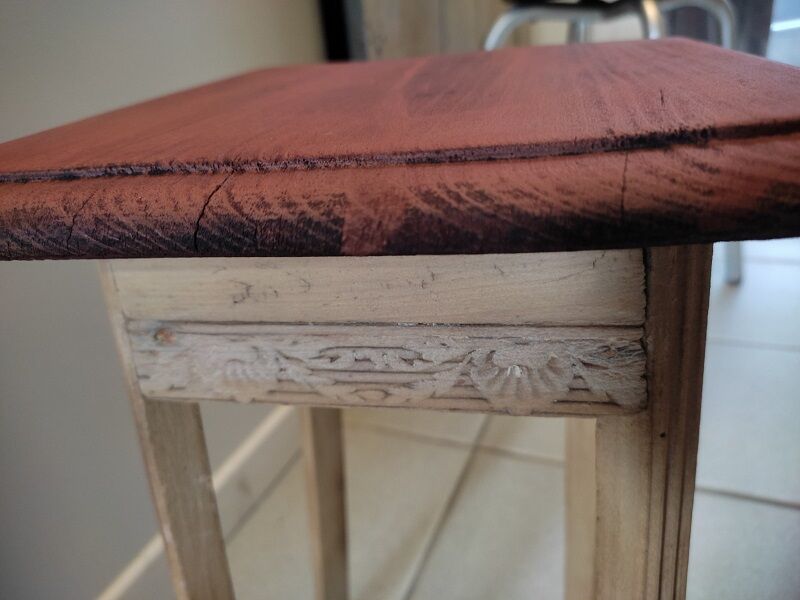 Console holder pot flower wood patinated seat mahogany