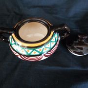 Art deco coffee service in St. Jean de Bretagne earthenware, hand painted (15 pieces)