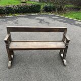 Old pegged oak church bench