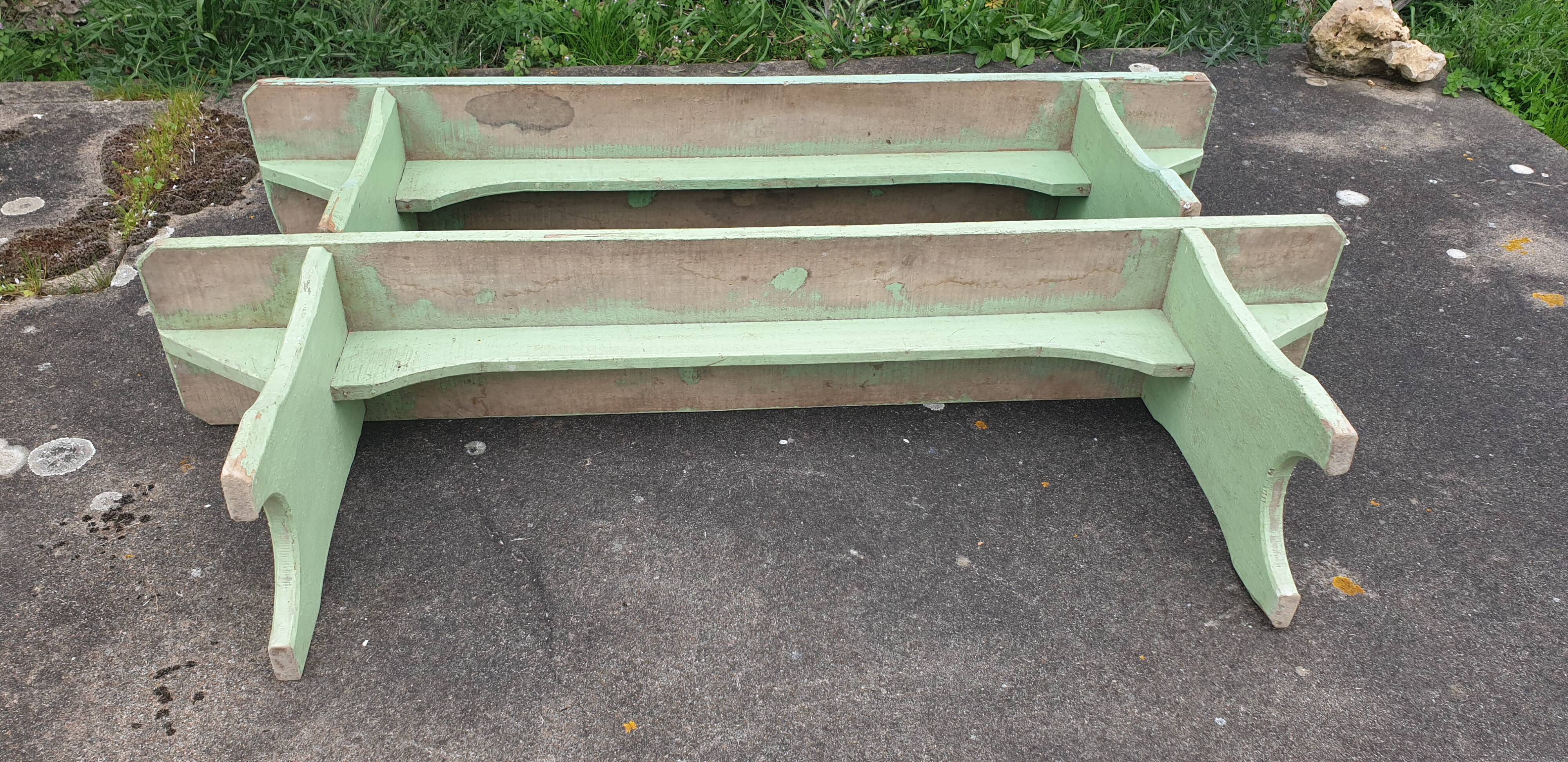 Pair of vintage farmhouse solid wood benches