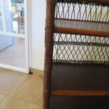 Bookcase - Bibus - 3 levels - woven rattan - bamboo - Vintage - 70s