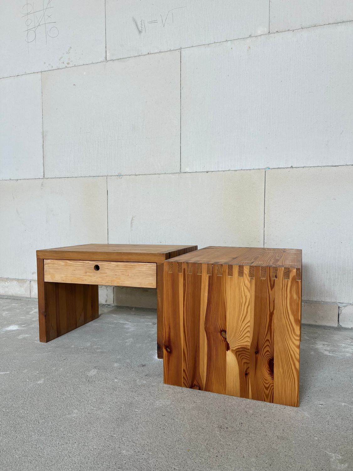 Pair of Ate van Apeldoorn Pine Nightstands. Netherlands, 1970s need some TLC
