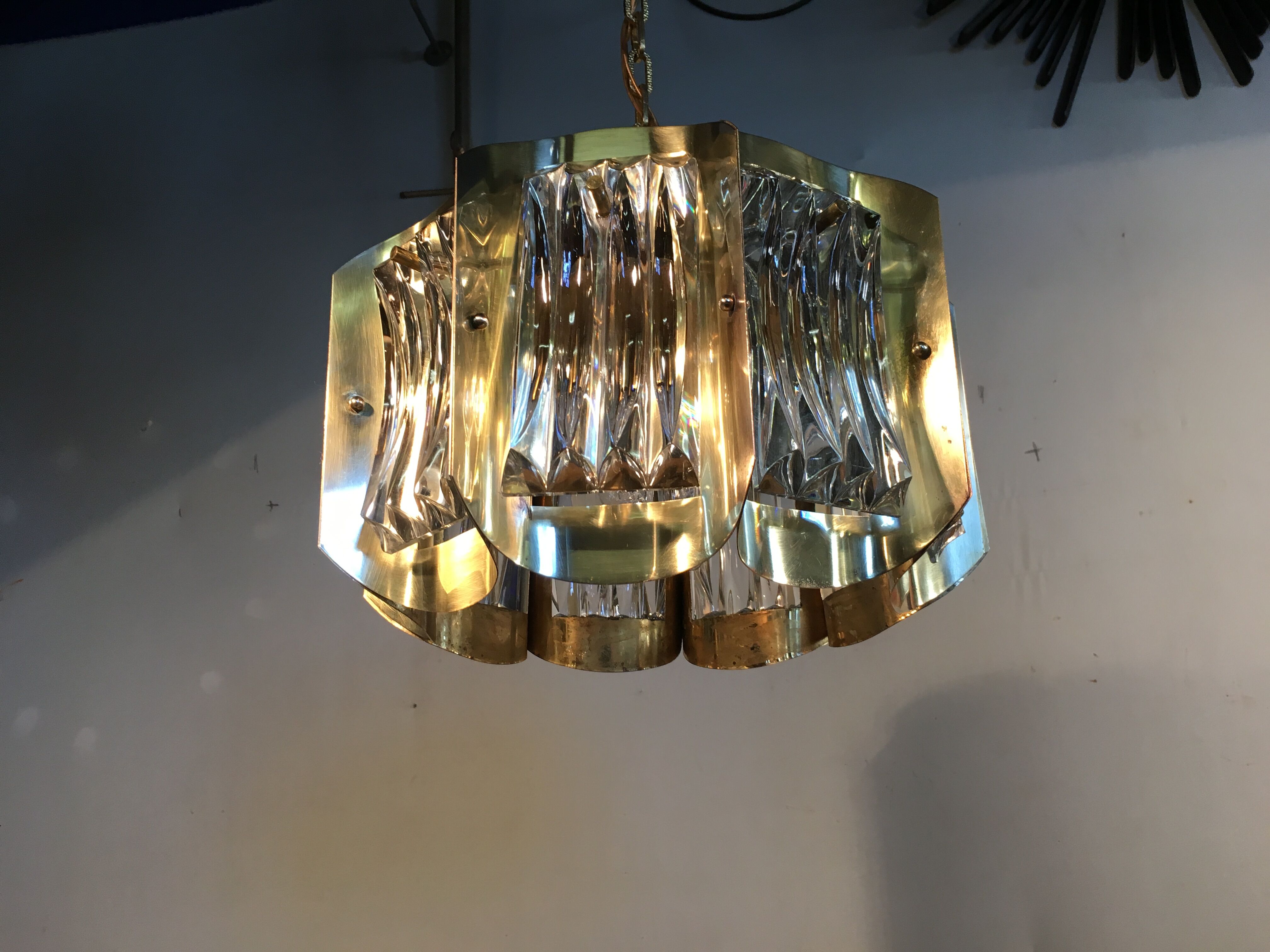 Art deco brass chandelier