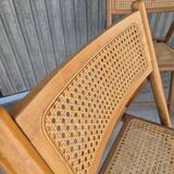 Set of 4 vintage Italian folding chairs in cane 1970s