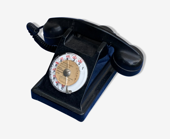 Téléphone en bakélite noire vintage 1962