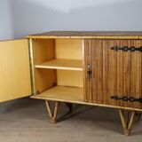 Vintage woven rattan sideboard - 1960