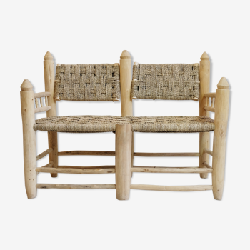 Bench moroccan in wood and rope