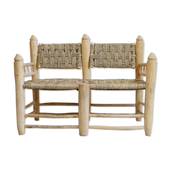 Bench moroccan in wood and rope
