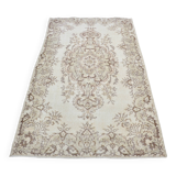 Beige And Brown Vintage Oushak Carpet sku 3578