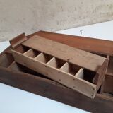 Wooden crate box 46.2x19.3cm with compartments