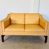 VINTAGE DANISH RETRO SKIPPER 2 PERSON SOFA IN BUTTERMILK LEATHER