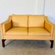 VINTAGE DANISH RETRO SKIPPER 2 PERSON SOFA IN BUTTERMILK LEATHER