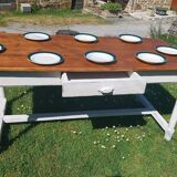 Wooden farmhouse table