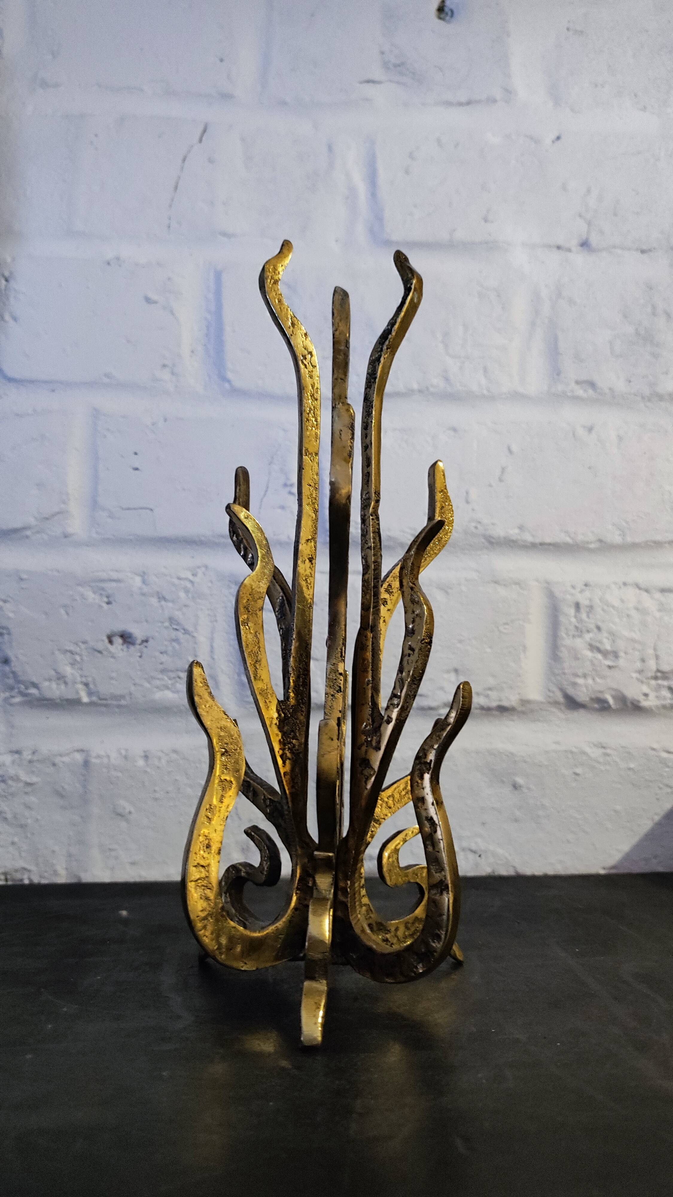 Brutalist Bronze Sculpture Candle Holder or Vase by Heinz Goll