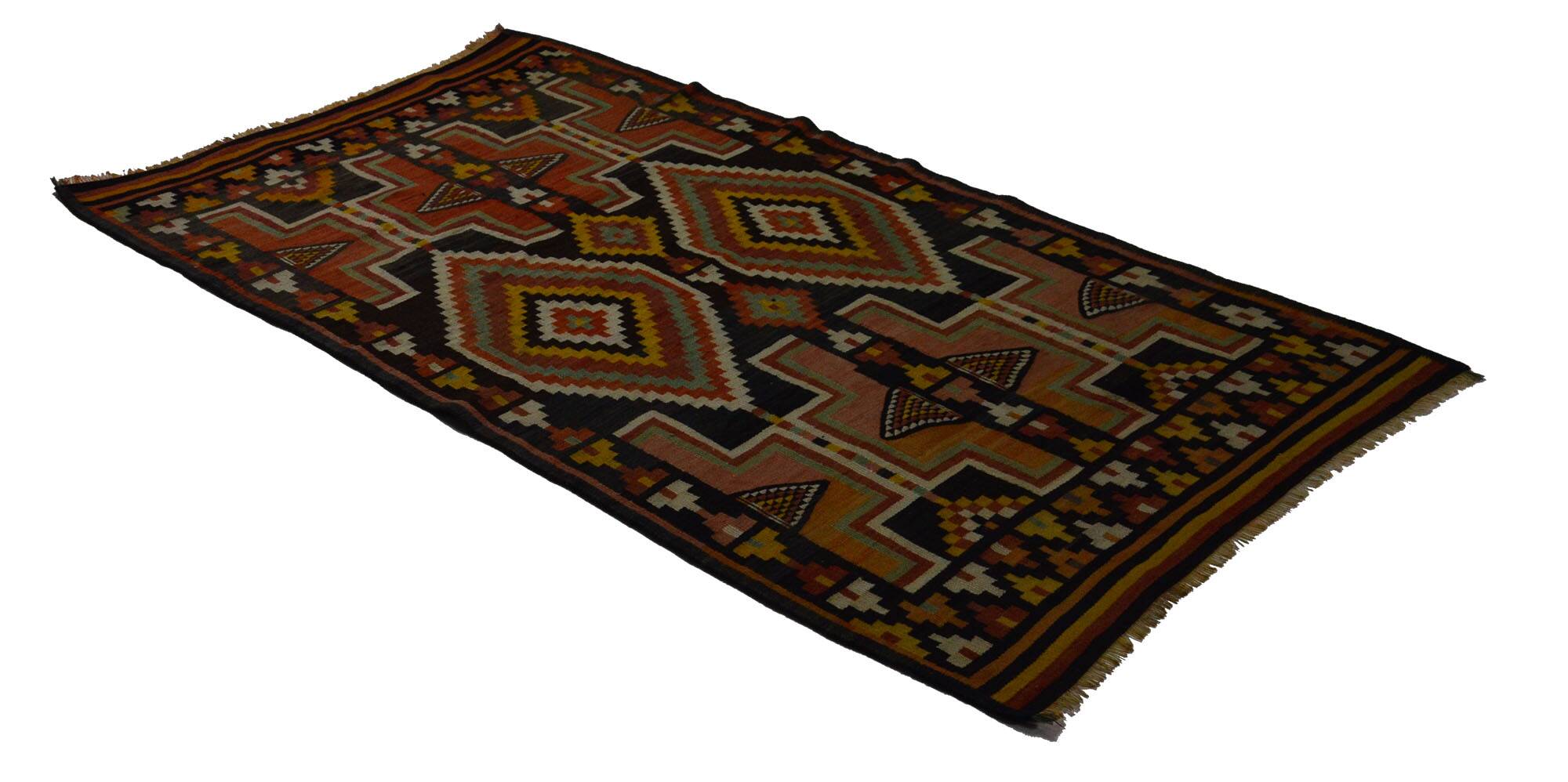 Area kilim rug ,vintage wool turkish handknotted kilim, 235 cmx 122 cm rug