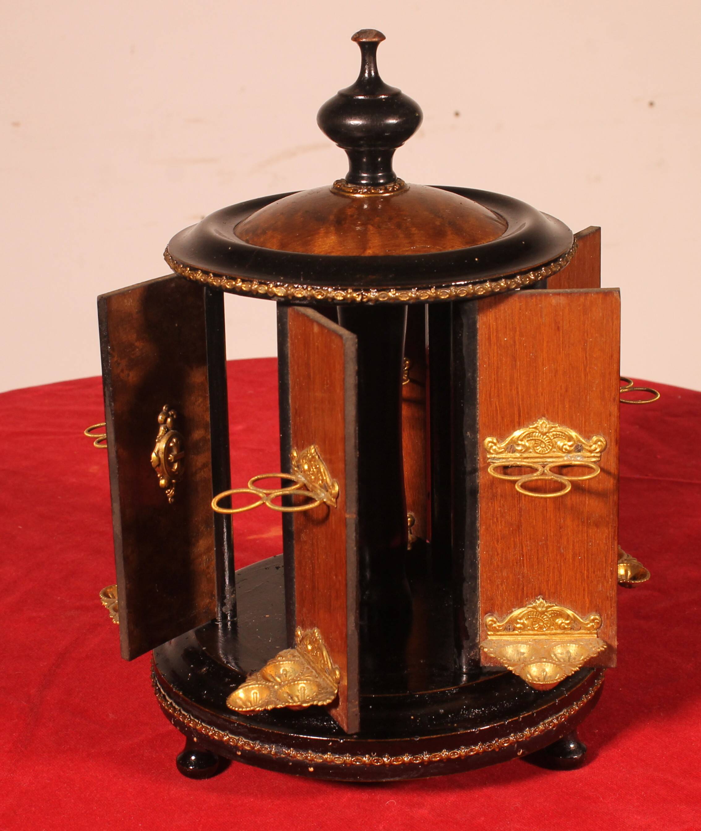 Napoleon III Cigar Humidor in Blackened Wood and Brass