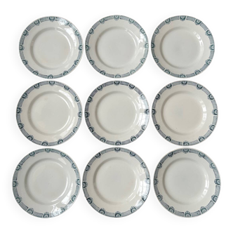 Set of 9 antique flat plates