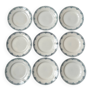 Set of 9 antique flat plates
