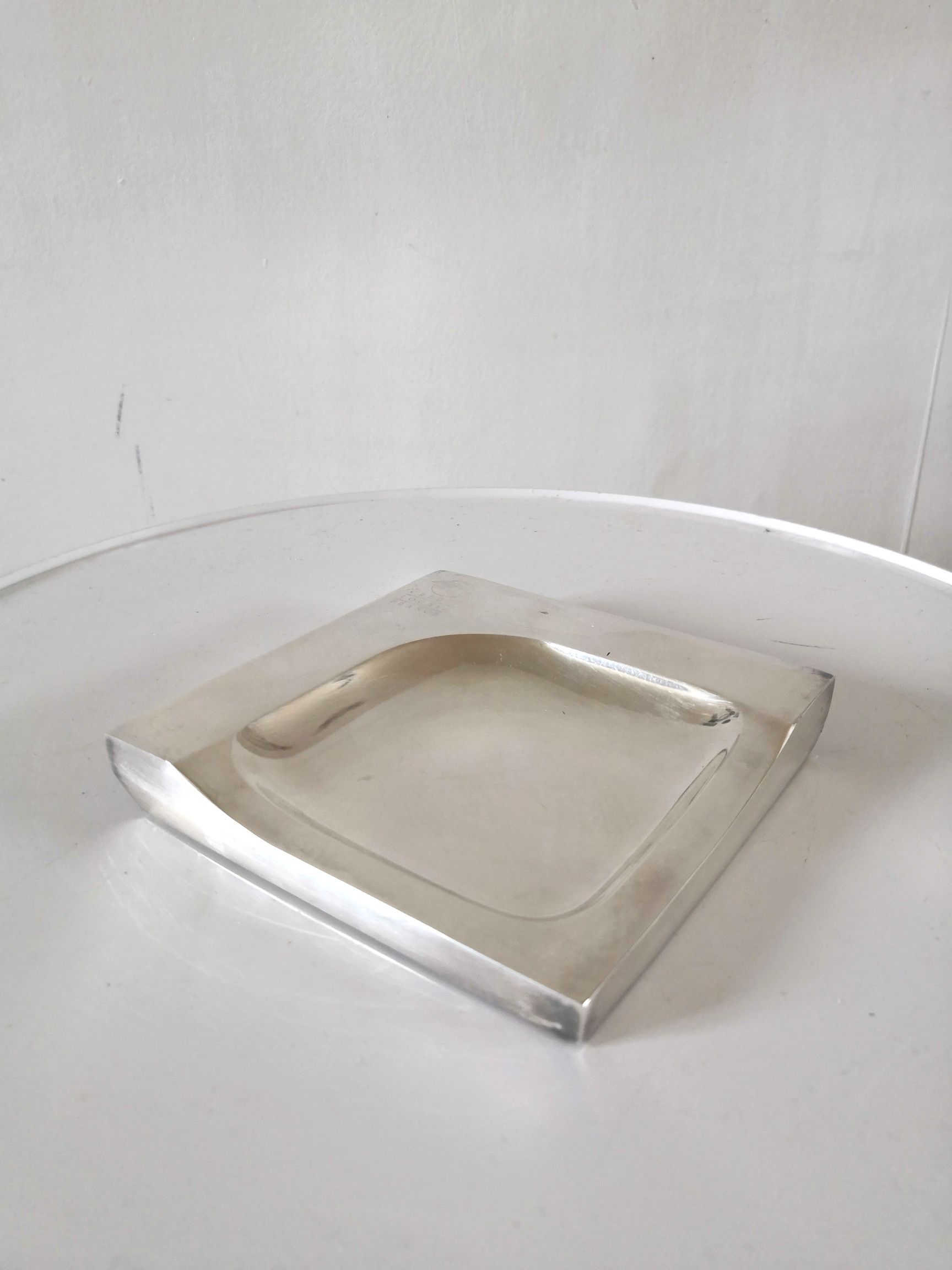 Silver metal ashtray Crédit local de France design 70s