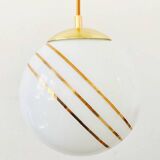 Lampe boule vintage hollywood regency en verre de lait doré