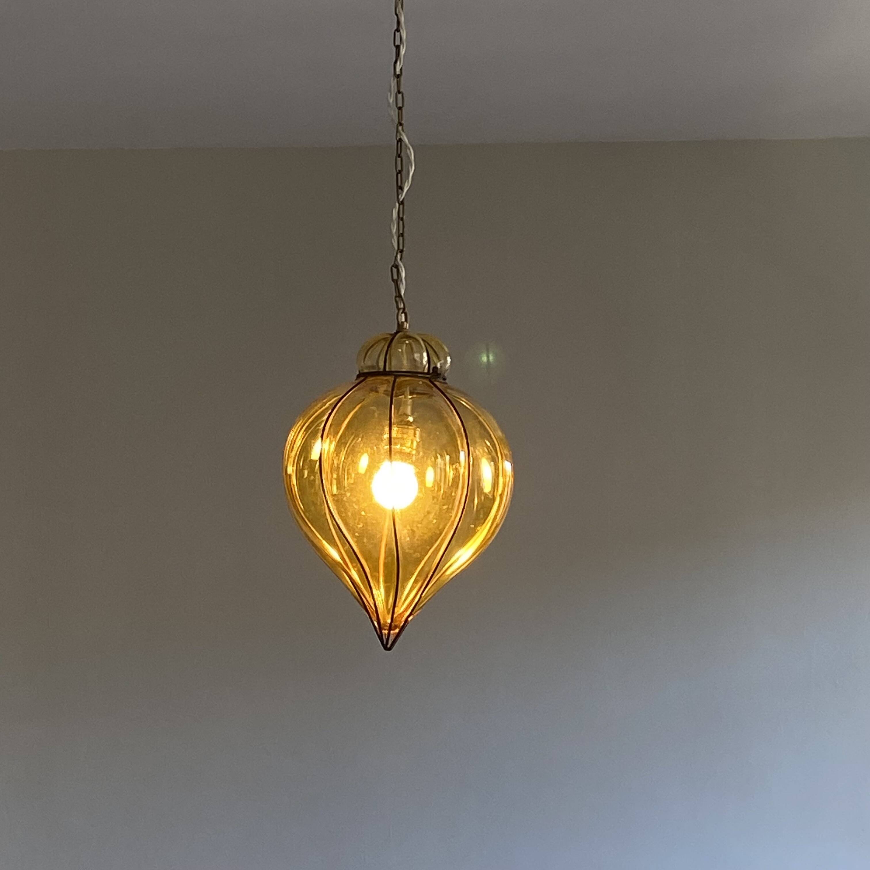 Antique Venetian lantern cage glass chandelier pendant light
