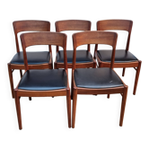 Ensemble de 5 chaises scandinaves Korup Stolefabrik, Danemark, années 60