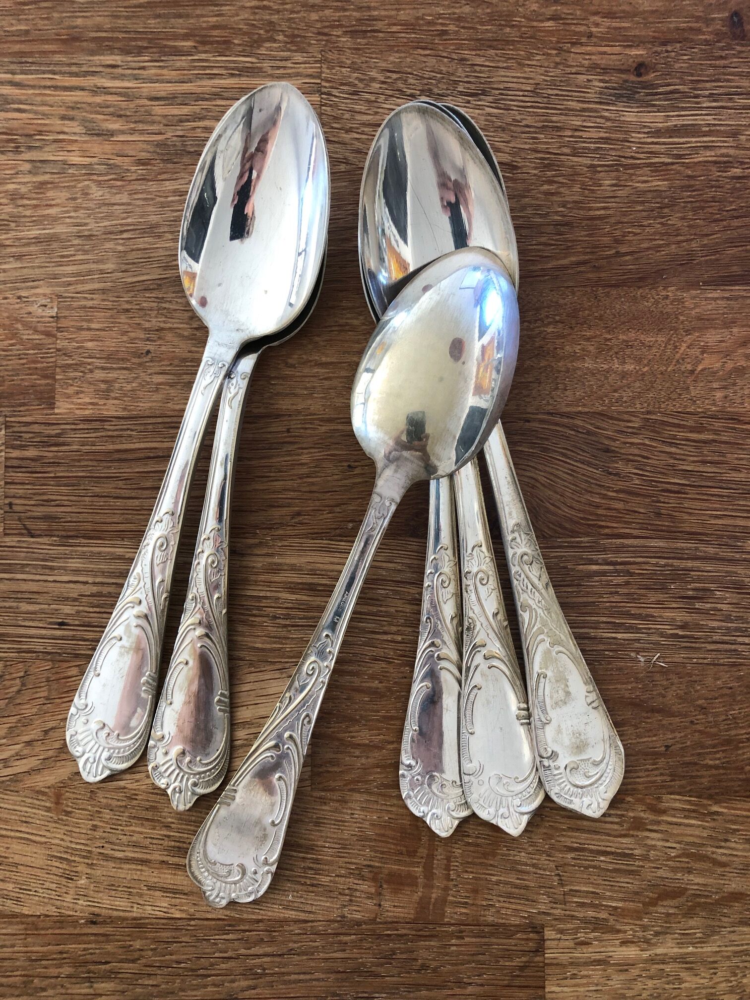 Series of 24 antique silver metal cutlery