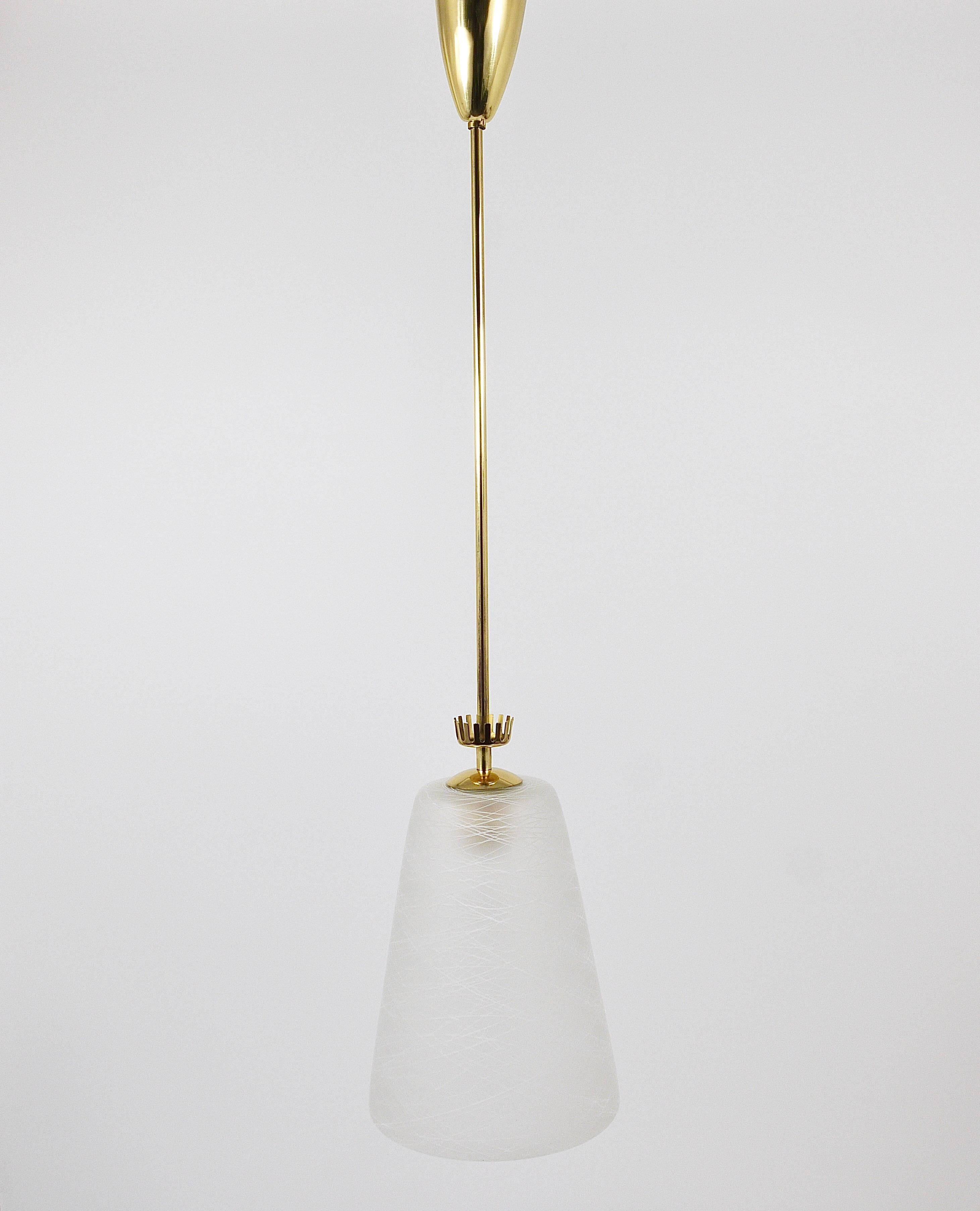 Brass Crown Pendant Light in Gio Ponti Style, Mid-Century, Italy, 1950s
