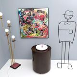 Brass, varnished metal and plexiglas floor lamp "alberelli" by c. la gaipa, 2020